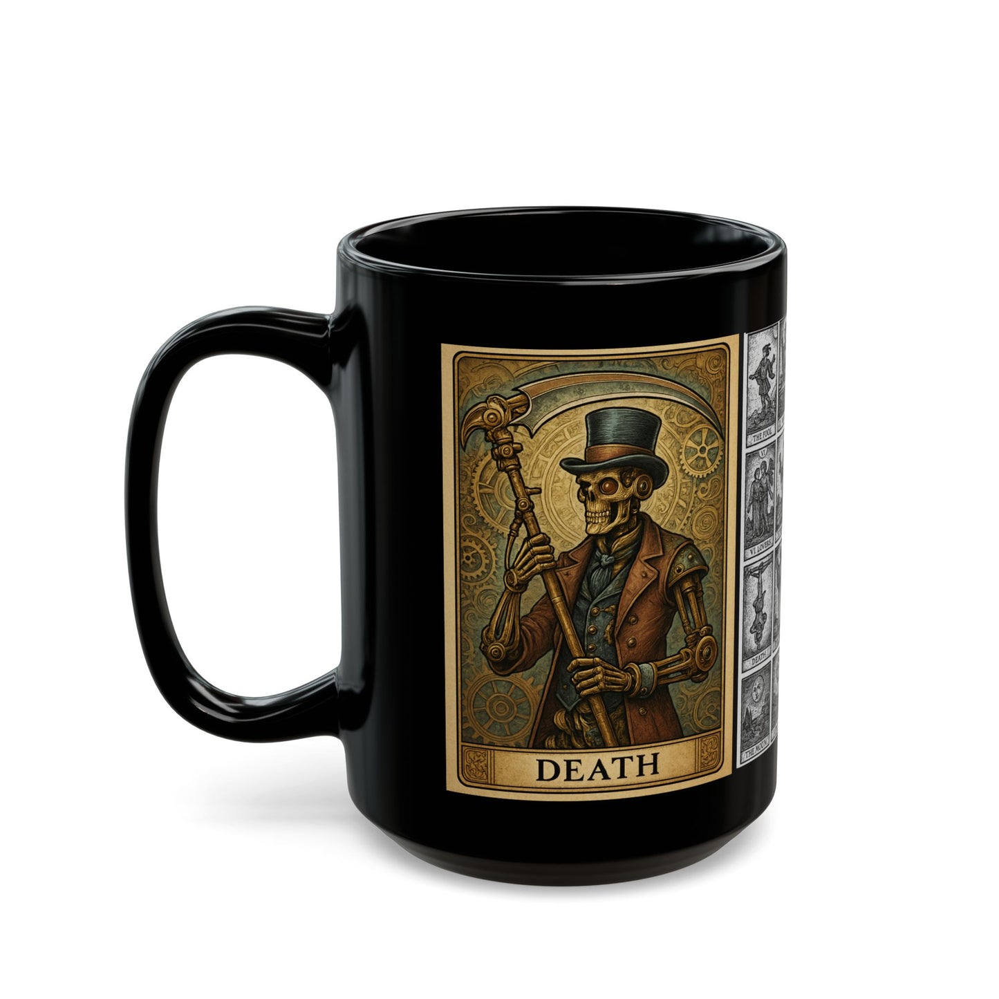 Vintage Steampunk Black Mug, Coffee Cup for Gift, Wizard Mug, Magical Drinkware, Unique Collector's Item