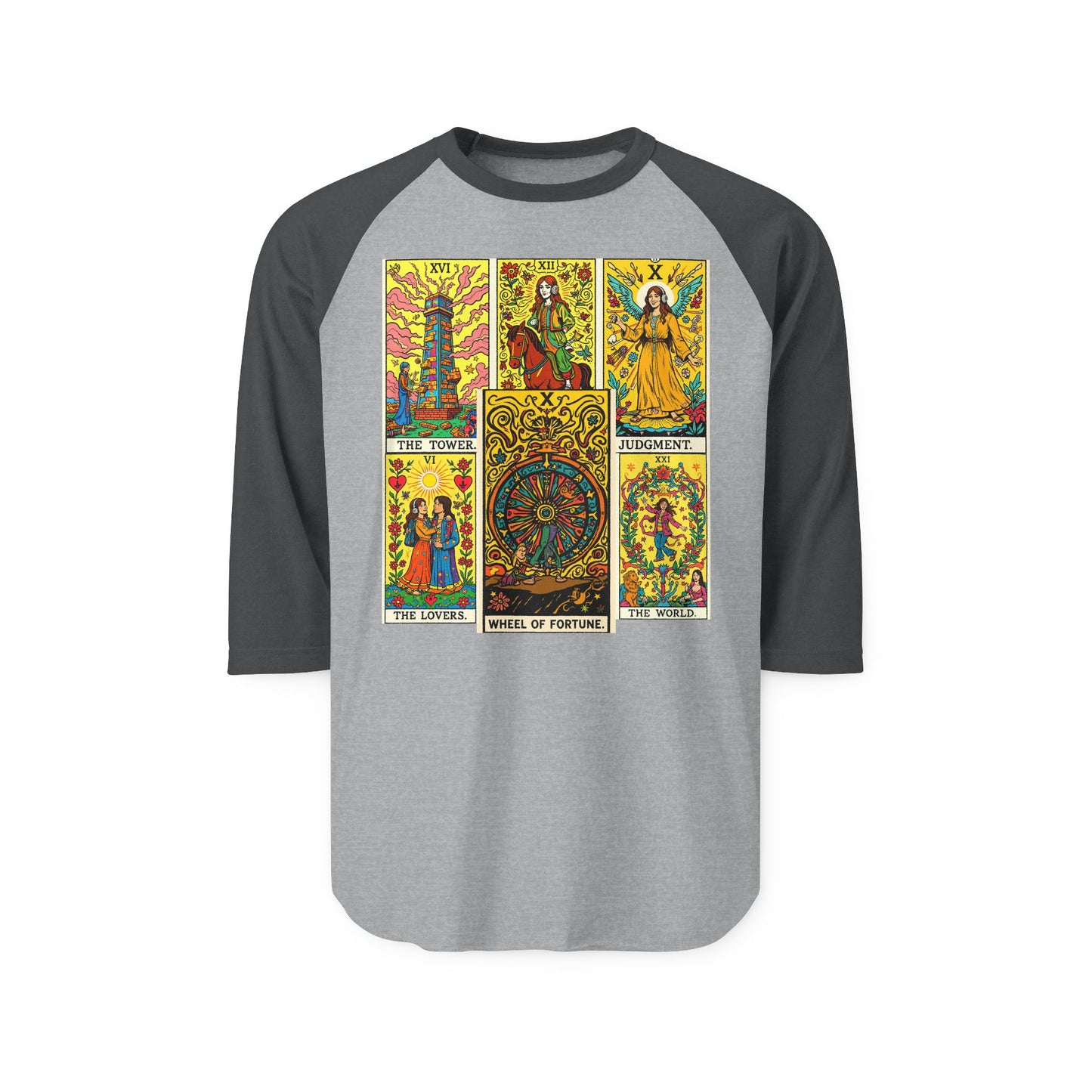 Mystical Tarot Raglan Shirt for Spiritual Seekers, Unisex Casual Wear, Perfect for Gifts, Festival Outfits, Meditation Sessions