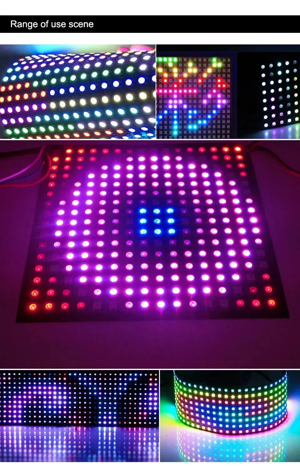 WS2812B RGB Flexible Pixel Led Module Panel 8x8/16x16/8x32 Matrix Screen WS2811 WS2812 IC Individually Addressable DC5V.