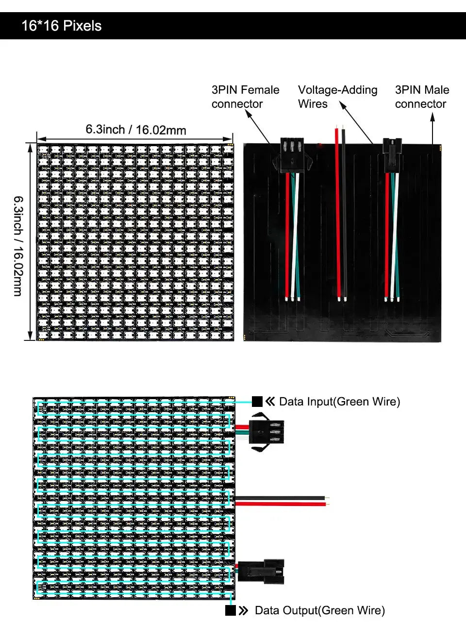 WS2812B RGB Flexible Pixel Led Module Panel 8x8/16x16/8x32 Matrix Screen WS2811 WS2812 IC Individually Addressable DC5V.