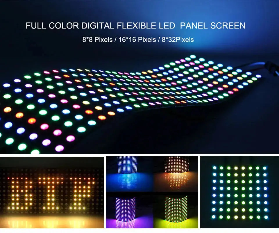 WS2812B RGB Flexible Pixel Led Module Panel 8x8/16x16/8x32 Matrix Screen WS2811 WS2812 IC Individually Addressable DC5V.