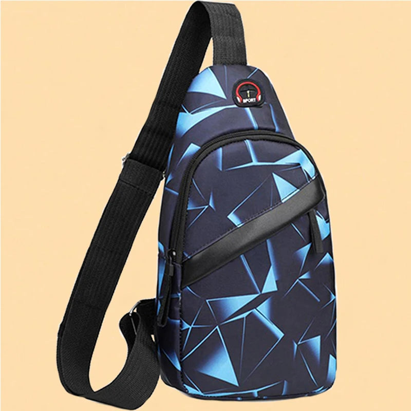 Unisex Square Chest Bag - Korean Style Camo Sling Pack (Oxford Canvas Crossbody Purse for Men/Women)