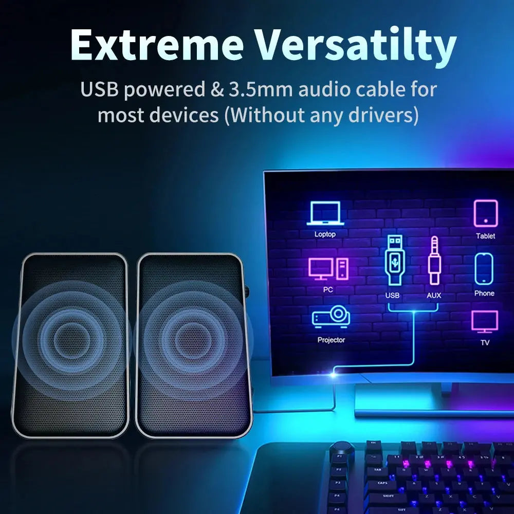 Coomaer 3inch Iron Heavy Bass 10W Computer Speaker Gaming Sound Bookshelf Subwoofer USB 2.0 Channel Texture Desktop Audio.