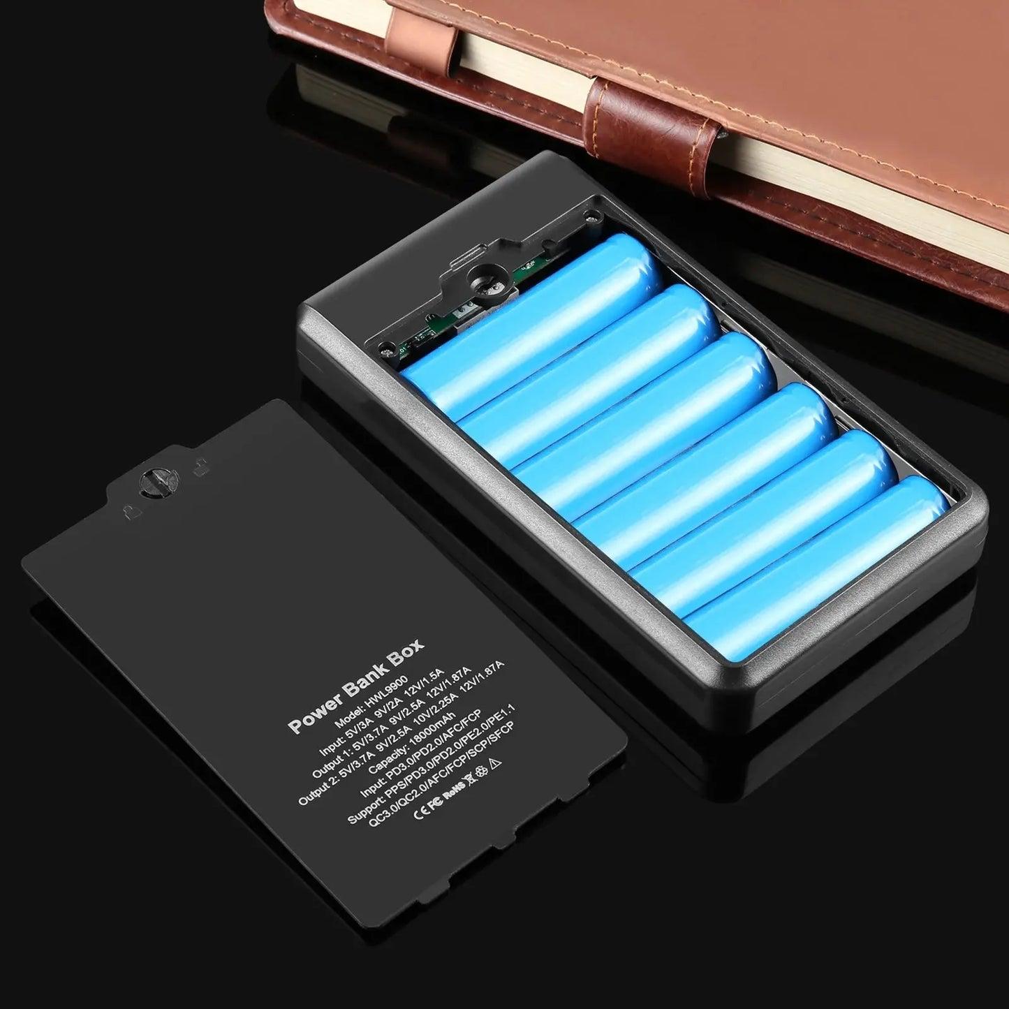 HAWEEL DIY 6 x 18650 Battery 24W Fast Charge Power Bank Box Case with Display, Not Include Battery Tarot Yeah