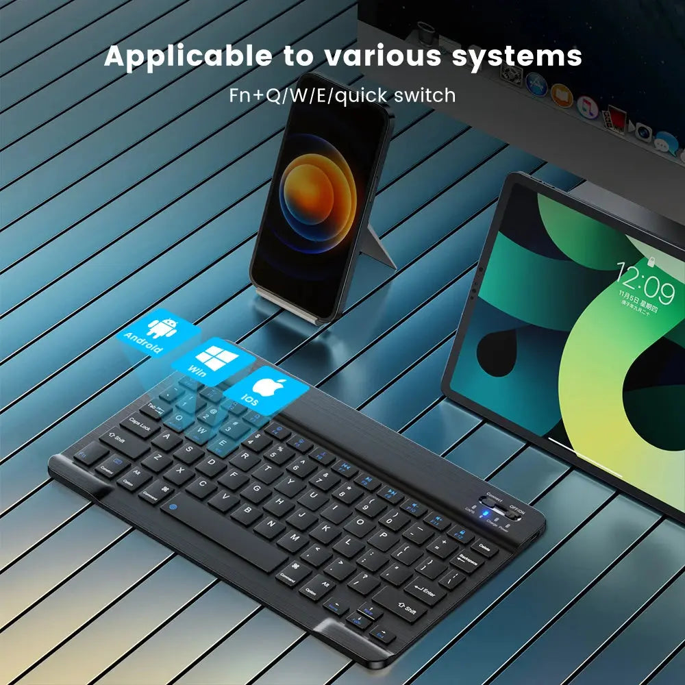 Bluetooth-compatible Keyboard for Android IOS Ipad Slim Portable Wireless Bluetooth Rechargeable Mini Keyboard For Tablet Phone Tarot Yeah