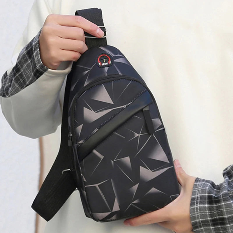 Unisex Square Chest Bag - Korean Style Camo Sling Pack (Oxford Canvas Crossbody Purse for Men/Women)
