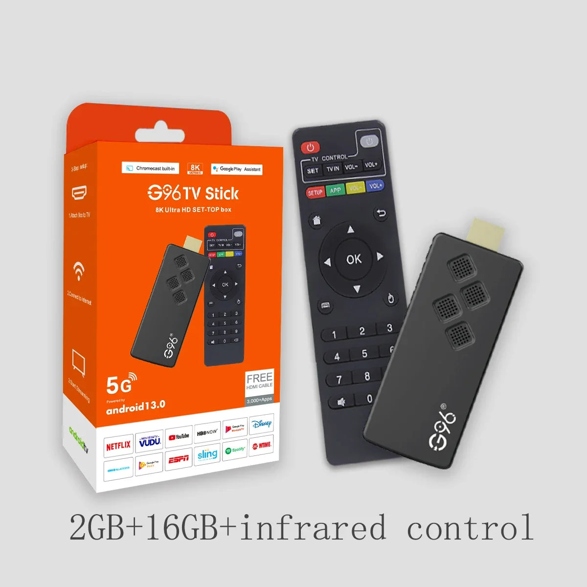G96 high-performance android 13.0 4k smart TV Stick ATV H313 2GB RAM 16GB ROM Q2 infrared remote control tv stick Dual Wifi