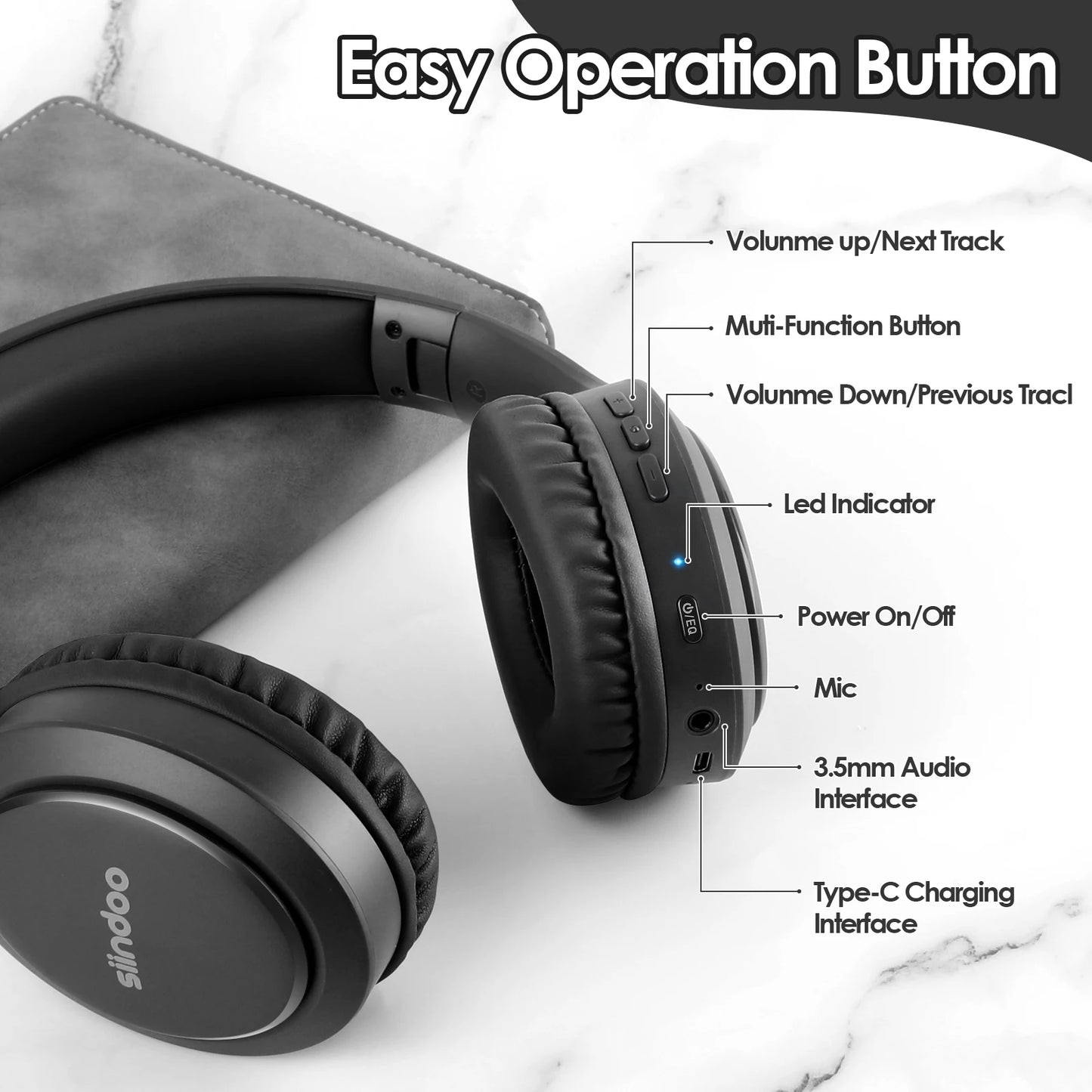 Siindoo JH-919 Foldable Wireless Headphones, Bluetooth Stereo Earphones Super Bass With Mic 4colors For Iphone Laptop PC