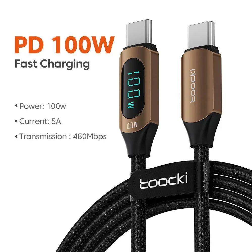 Toocki Type C to Type C Cable 100W PD Fast Charging Charger USB C to USB C Display Cable For Xiaomi POCO F3 Realme Macbook iPad Tarot Yeah