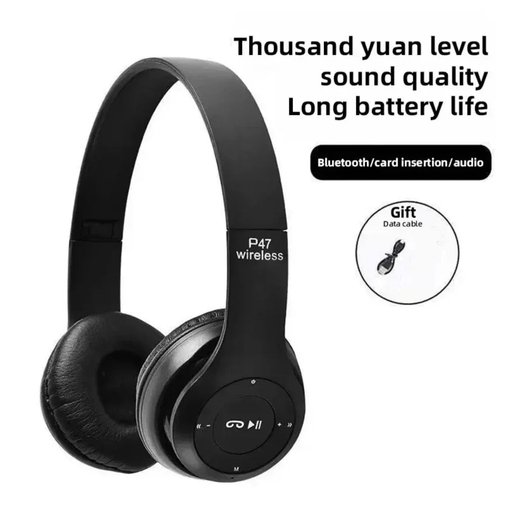 Foldable P47 Wireless Bluetooth 50 Headphones HIFI Stereo Bass Earphones for Music Gaming Kids Girls Smartphone Audio Device