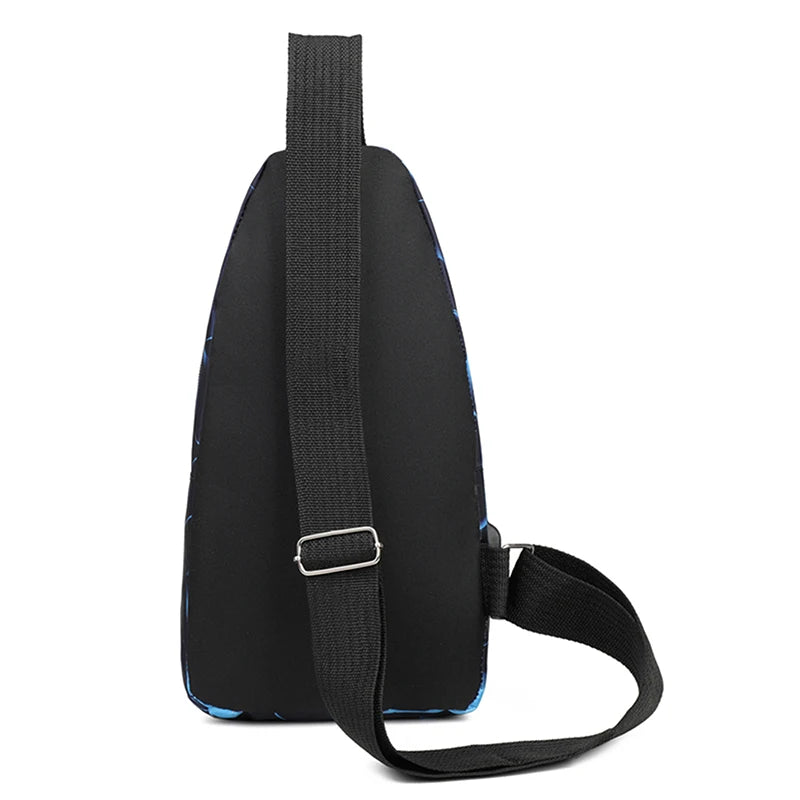 Unisex Square Chest Bag - Korean Style Camo Sling Pack (Oxford Canvas Crossbody Purse for Men/Women)