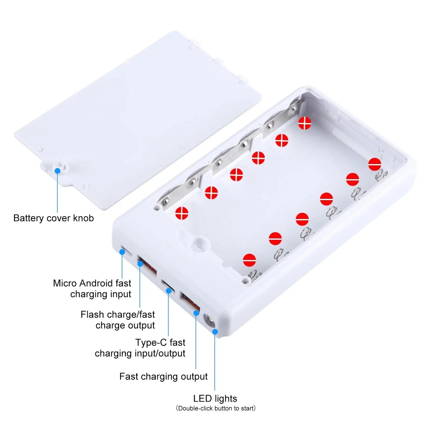 HAWEEL DIY 6 x 18650 Battery 24W Fast Charge Power Bank Box Case with Display, Not Include Battery Tarot Yeah