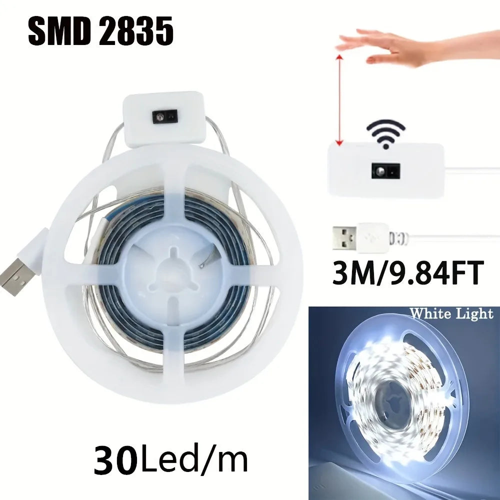 Hand Sweep LED Strip Lights 1M 2M 3M 5M LED Strip with Hand Sweep Motion Sensor Switch for Kitchen Stairs Wardrobe