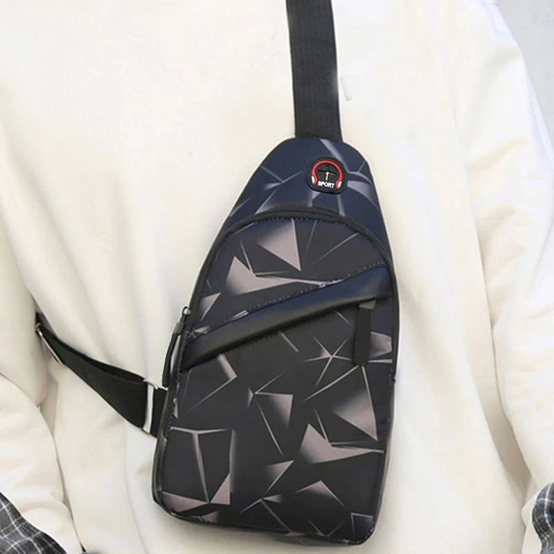 Unisex Square Chest Bag - Korean Style Camo Sling Pack (Oxford Canvas Crossbody Purse for Men/Women)