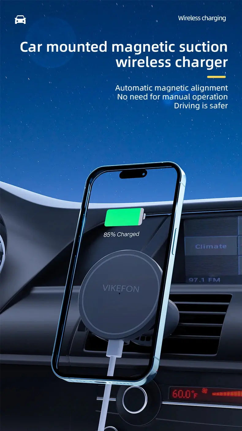30W Magnetic Car Wireless Charger + Ring For iPhone 12 13 14 15 pro max mini Air Vent Car Phone Holder Stand Fast Car Charging Tarot Yeah