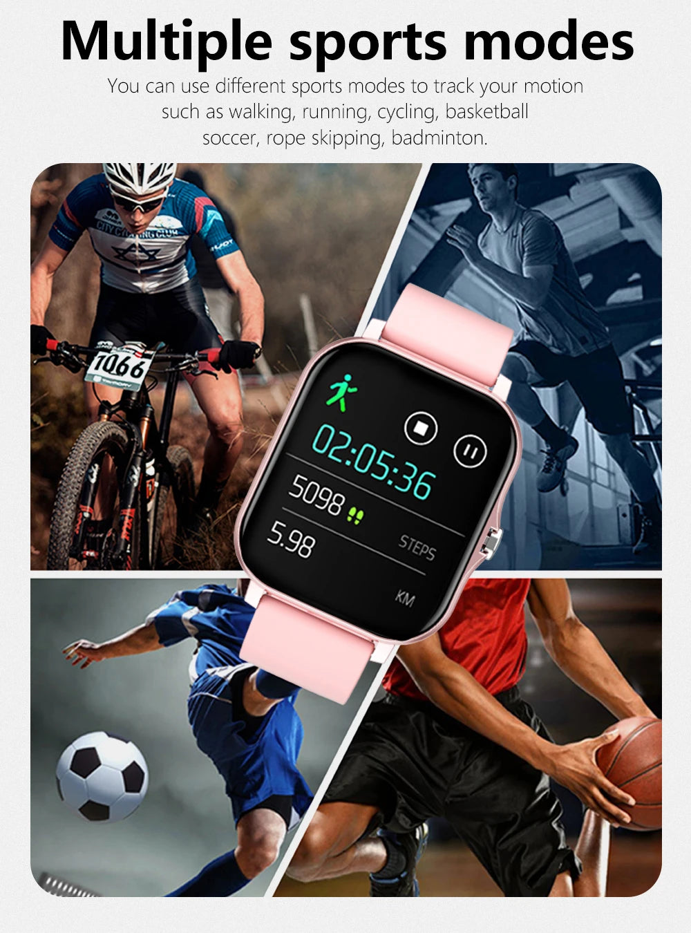 Smart Fitness Tracker Bracelet with Color Screen Health Reminders Exercise Step Counting Intelligent Information Notifications