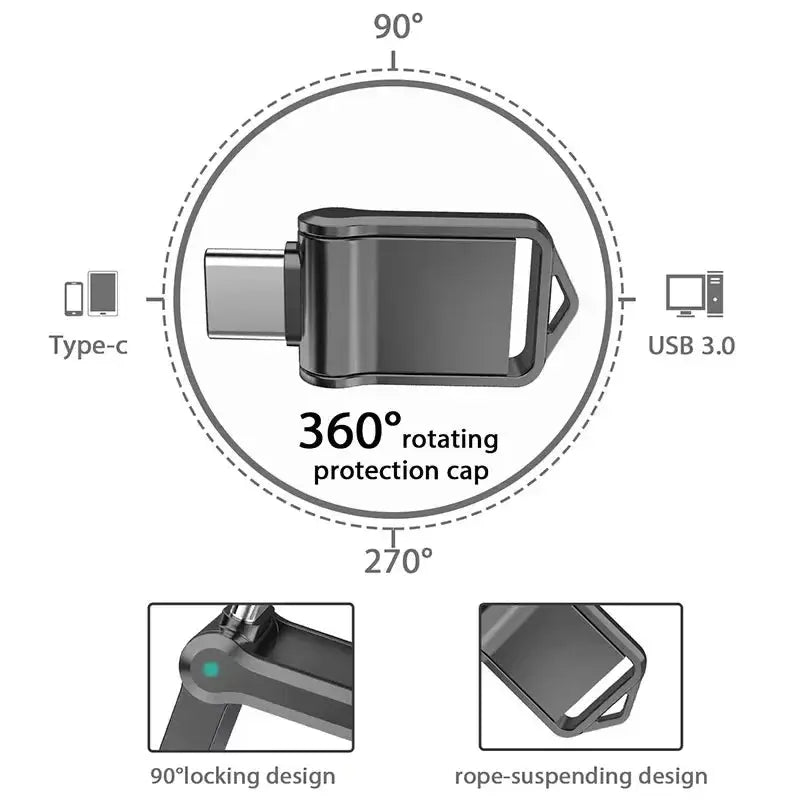 Xiaomi Mini 2TB Flash Drive USB 3.0 Fast Type C Pen Drive Memory Stick High Speed Data 512GB For Computers Phone PC Fast U Disk Tarot Yeah