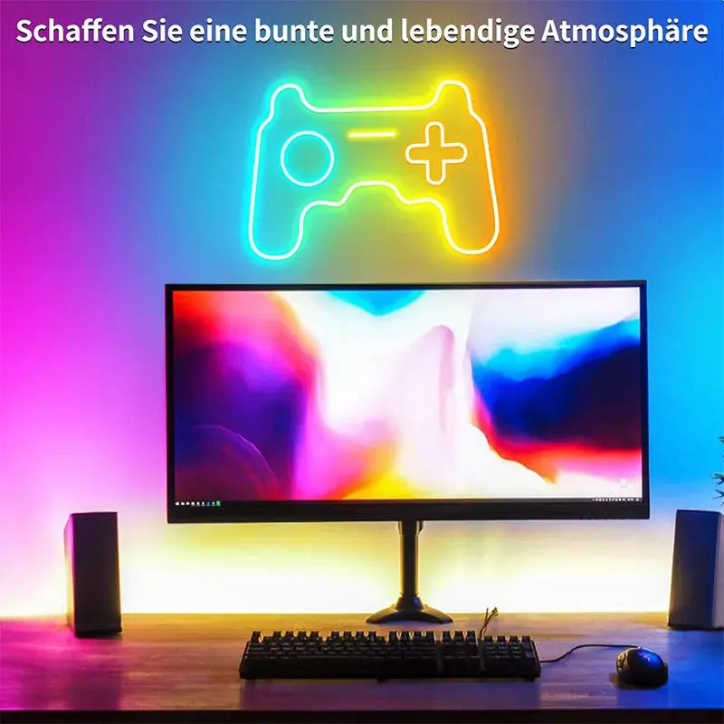 Smart Neon LED Strip Light Sign Remote Control RGB Flexible Neon Tape TV Backlight 1/3/5m Waterproof for Room Home Outdoor Decor.