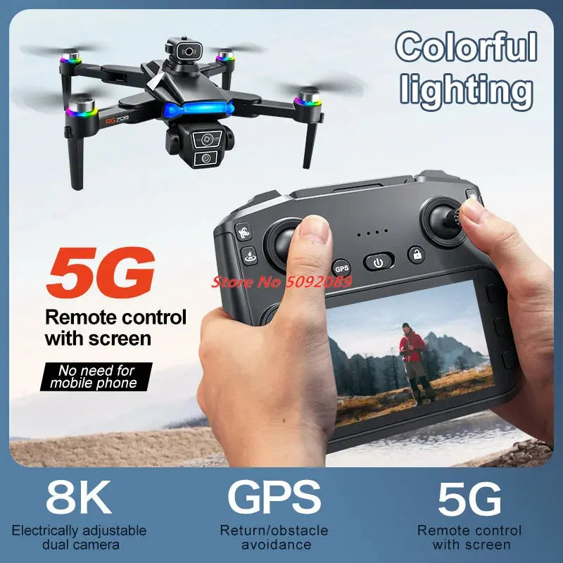 Professional 5G 8K HD Camera GPS Drone Aerial Photography Dual Camera Dron with Screen Obstacle Avoidance Drone RC Quadcopter.