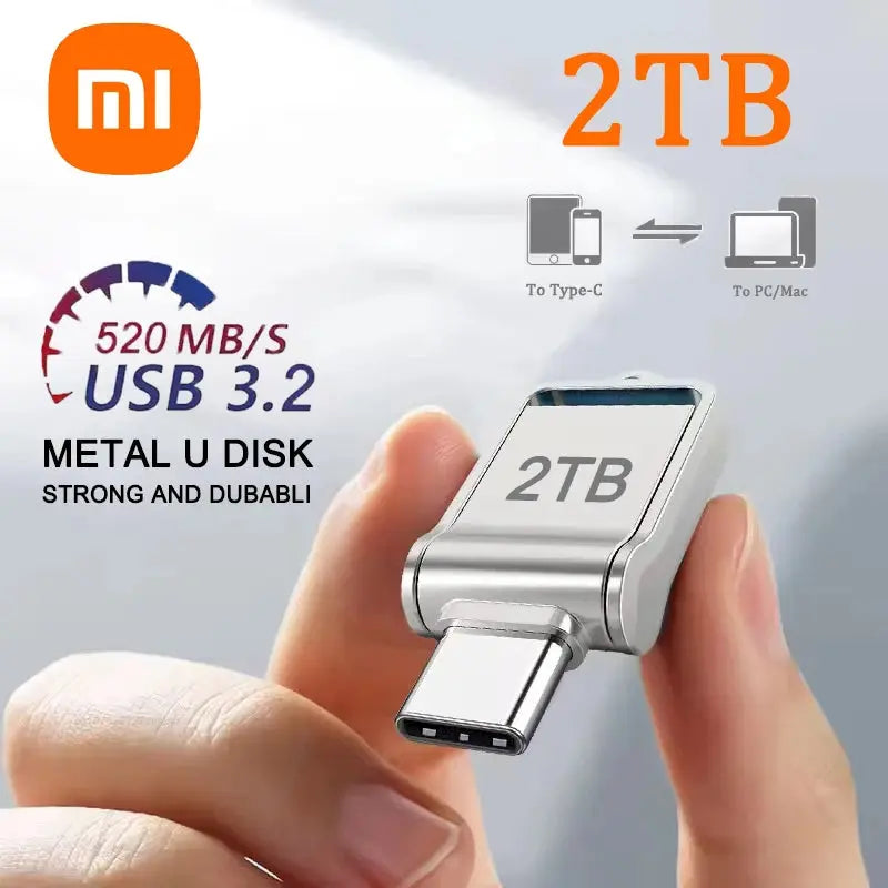 Xiaomi Mini 2TB Flash Drive USB 3.0 Fast Type C Pen Drive Memory Stick High Speed Data 512GB For Computers Phone PC Fast U Disk Tarot Yeah