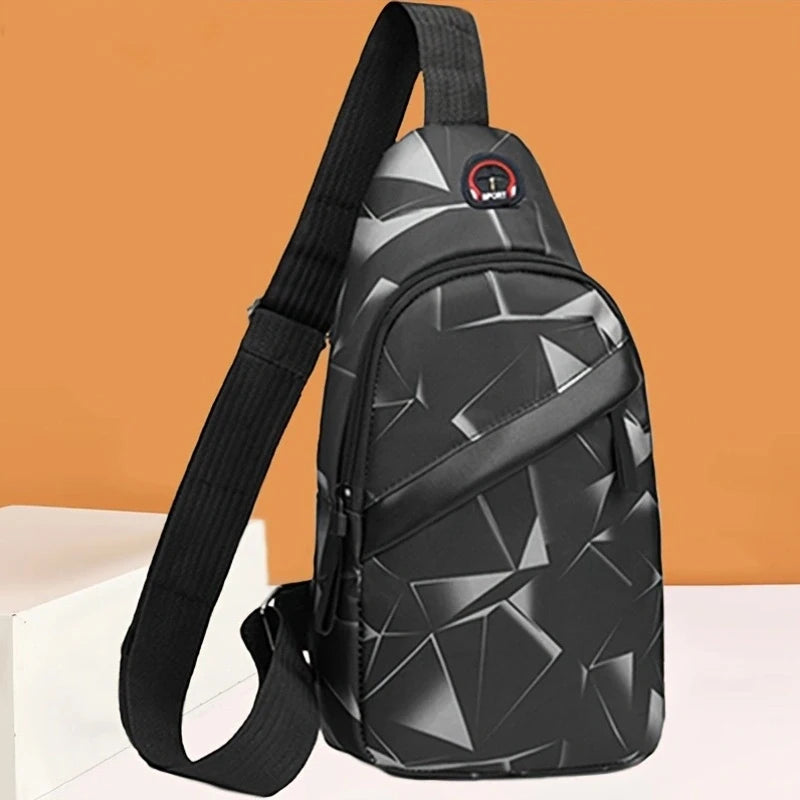 Unisex Square Chest Bag - Korean Style Camo Sling Pack (Oxford Canvas Crossbody Purse for Men/Women)