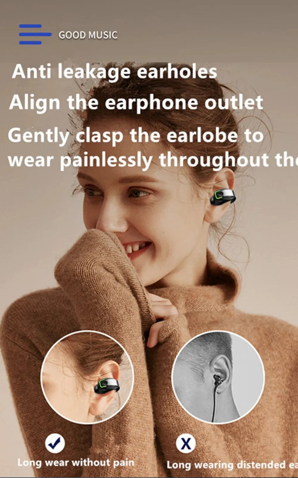 Bluetooth Earphone Clip On Monaural Inear Motion Stereo Bone Conduction Gd28 Business Wireless Earphone Mini Monaural Tws Waterp