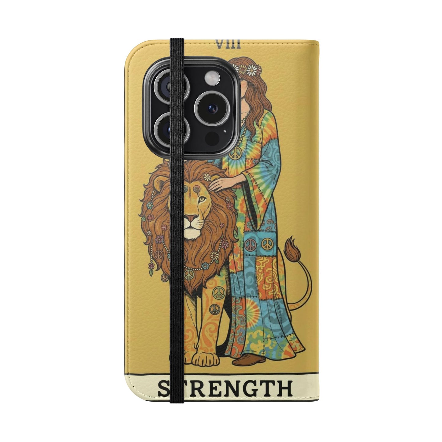 Vintage Tarot Flip Cases, Boho Phone Cover, Strength & The Magician Design, Magical Gift for Tarot Lovers, Unique Smartphone Protector