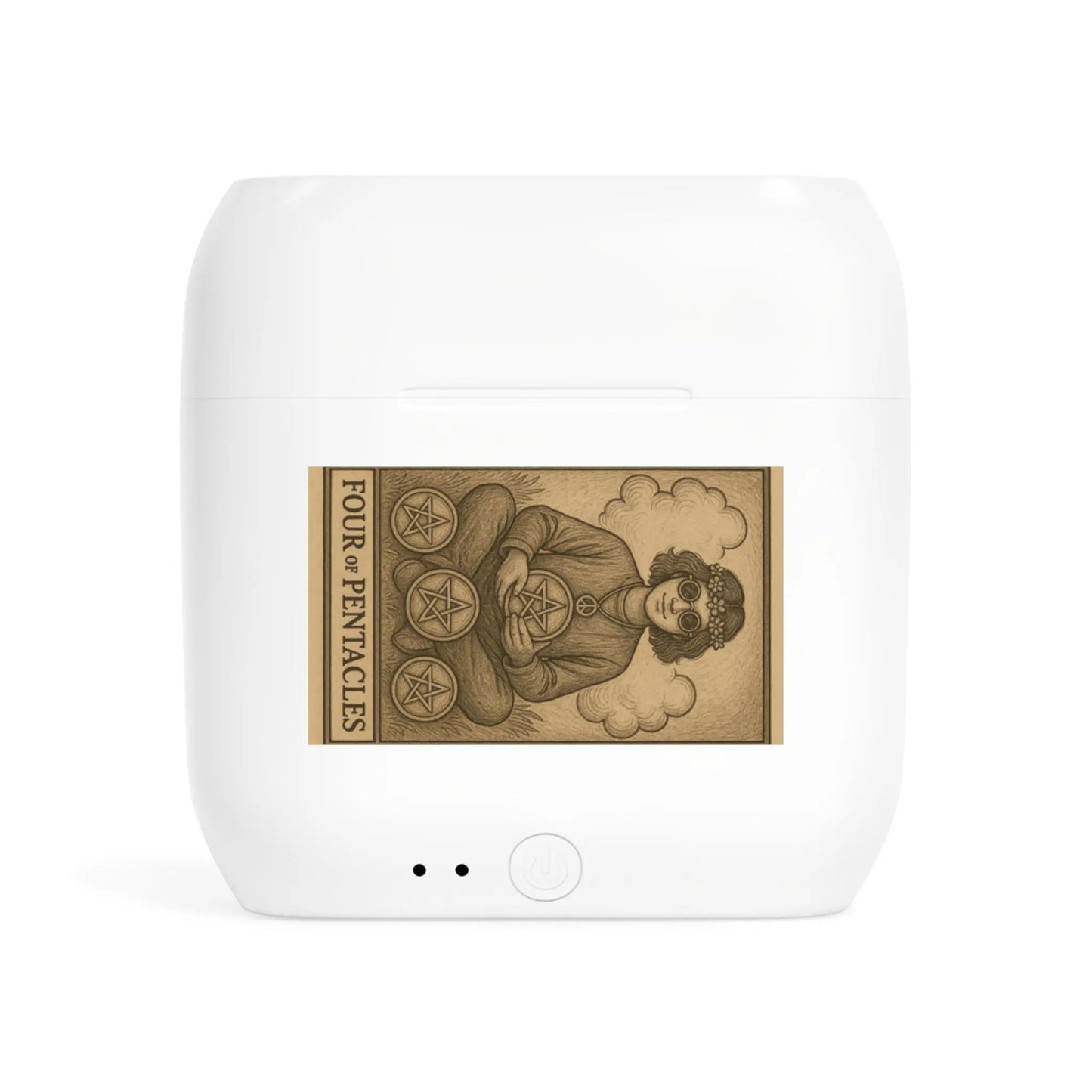 Tarot-Inspired Wireless Earbuds Case, Unique Gift for Music Lovers, Four of Pentacles Design, Astrology Accessory, Perfect for Meditation.