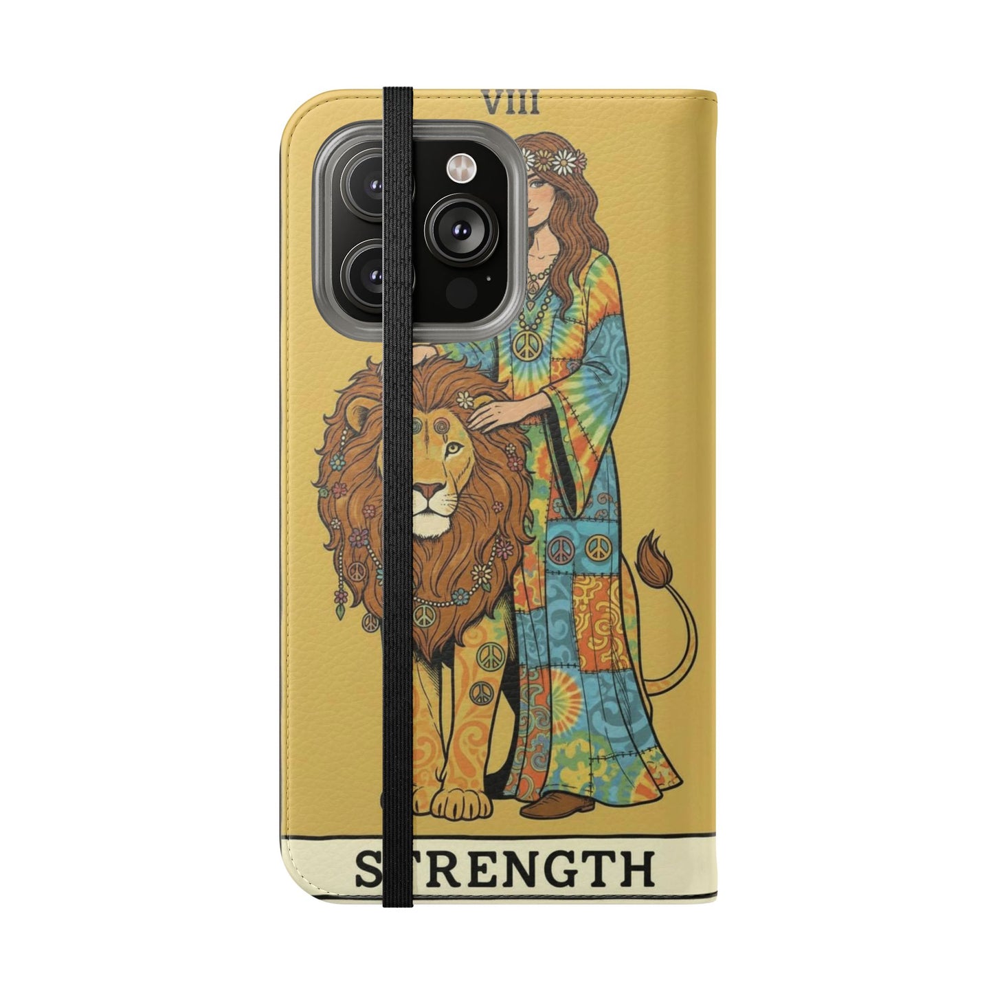 Vintage Tarot Flip Cases, Boho Phone Cover, Strength & The Magician Design, Magical Gift for Tarot Lovers, Unique Smartphone Protector