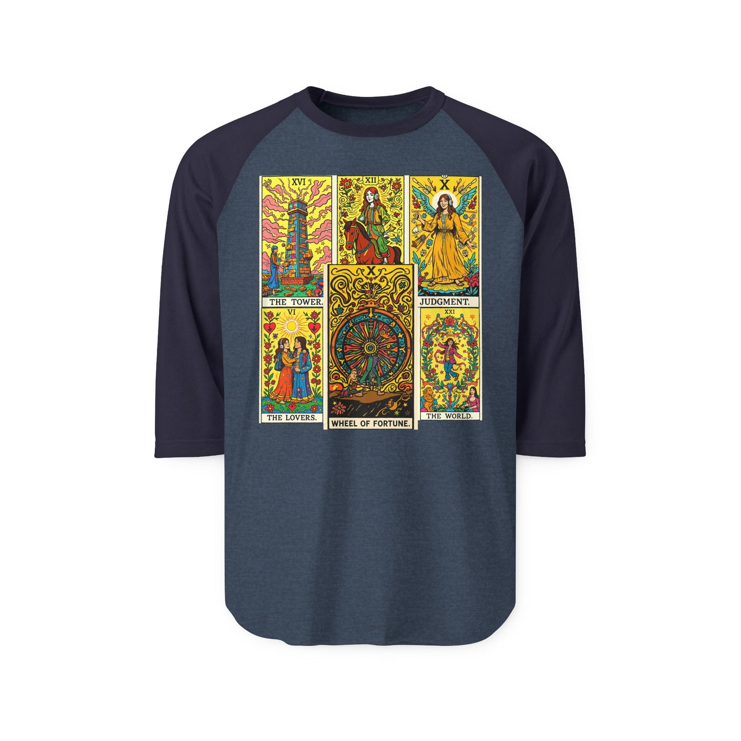 Mystical Tarot Raglan Shirt for Spiritual Seekers, Unisex Casual Wear, Perfect for Gifts, Festival Outfits, Meditation Sessions