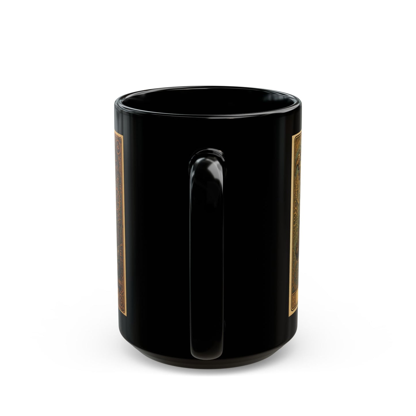 Vintage Steampunk Black Mug, Coffee Cup for Gift, Wizard Mug, Magical Drinkware, Unique Collector's Item