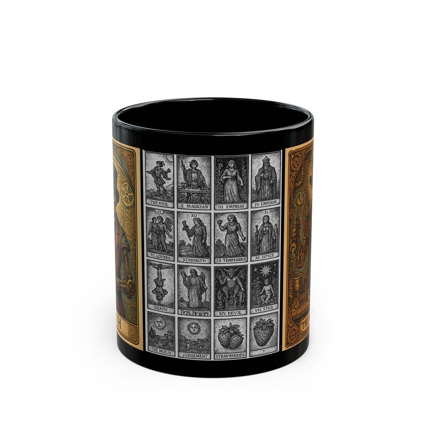 Vintage Steampunk Black Mug, Coffee Cup for Gift, Wizard Mug, Magical Drinkware, Unique Collector's Item