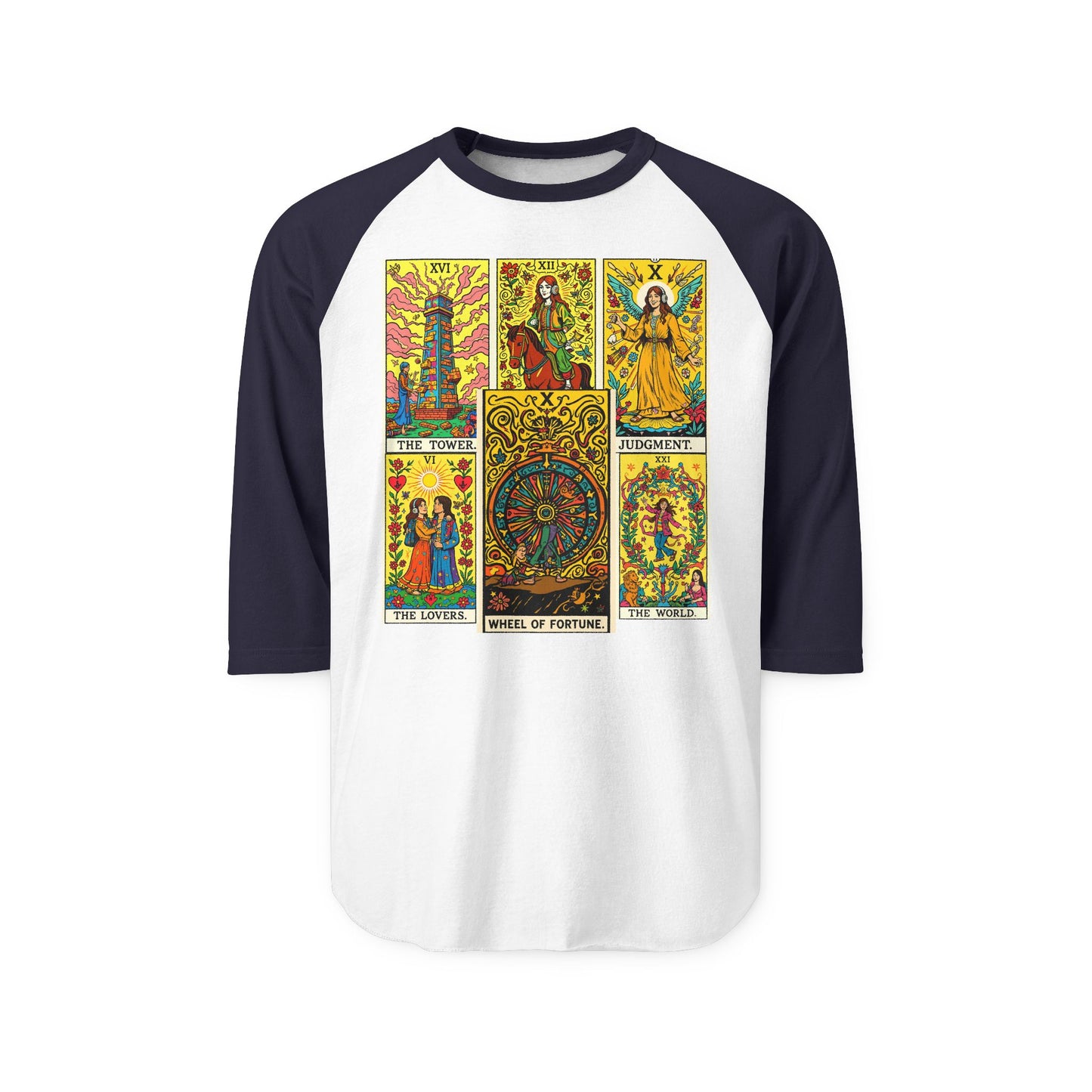Mystical Tarot Raglan Shirt for Spiritual Seekers, Unisex Casual Wear, Perfect for Gifts, Festival Outfits, Meditation Sessions
