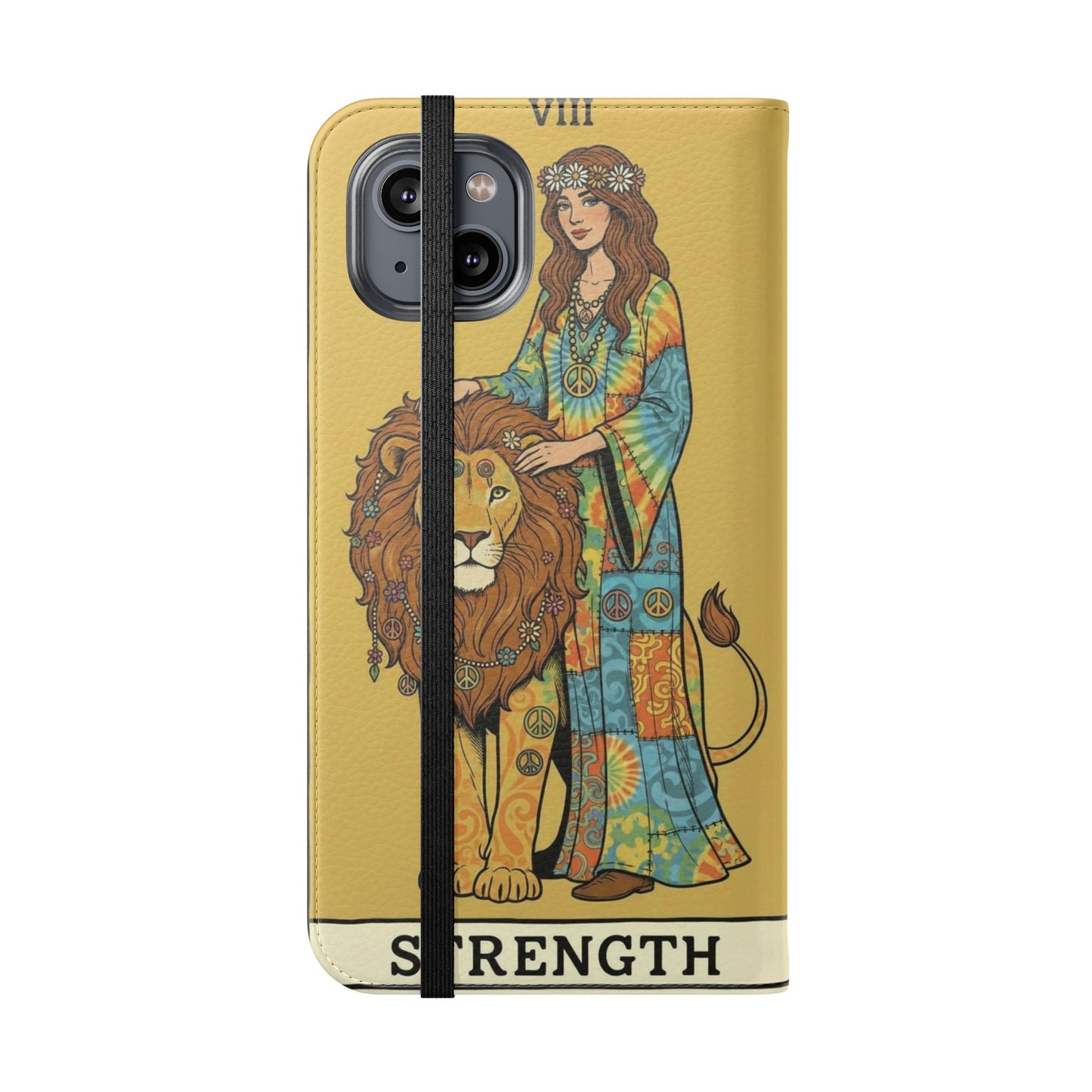 Vintage Tarot Flip Cases, Boho Phone Cover, Strength & The Magician Design, Magical Gift for Tarot Lovers, Unique Smartphone Protector