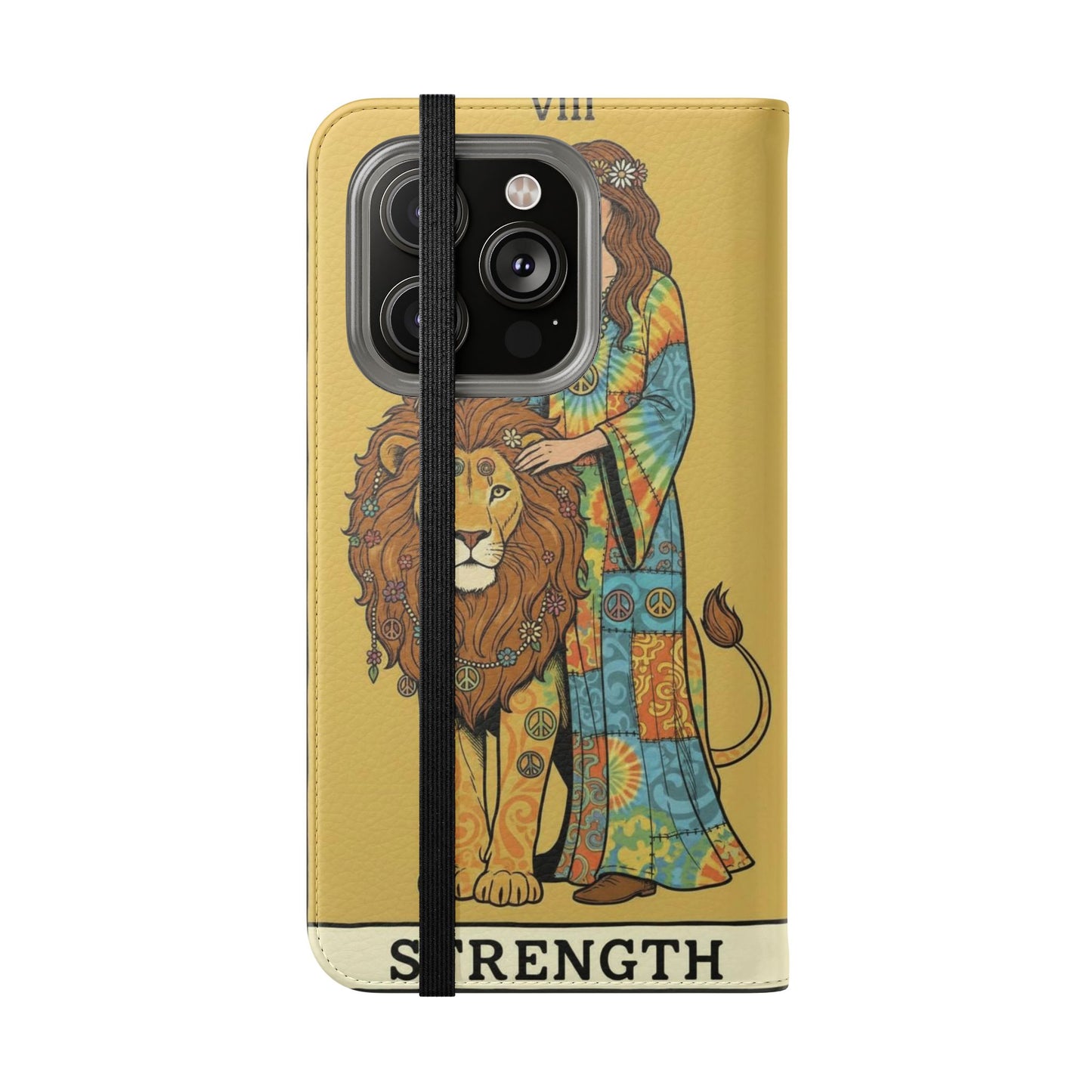 Vintage Tarot Flip Cases, Boho Phone Cover, Strength & The Magician Design, Magical Gift for Tarot Lovers, Unique Smartphone Protector