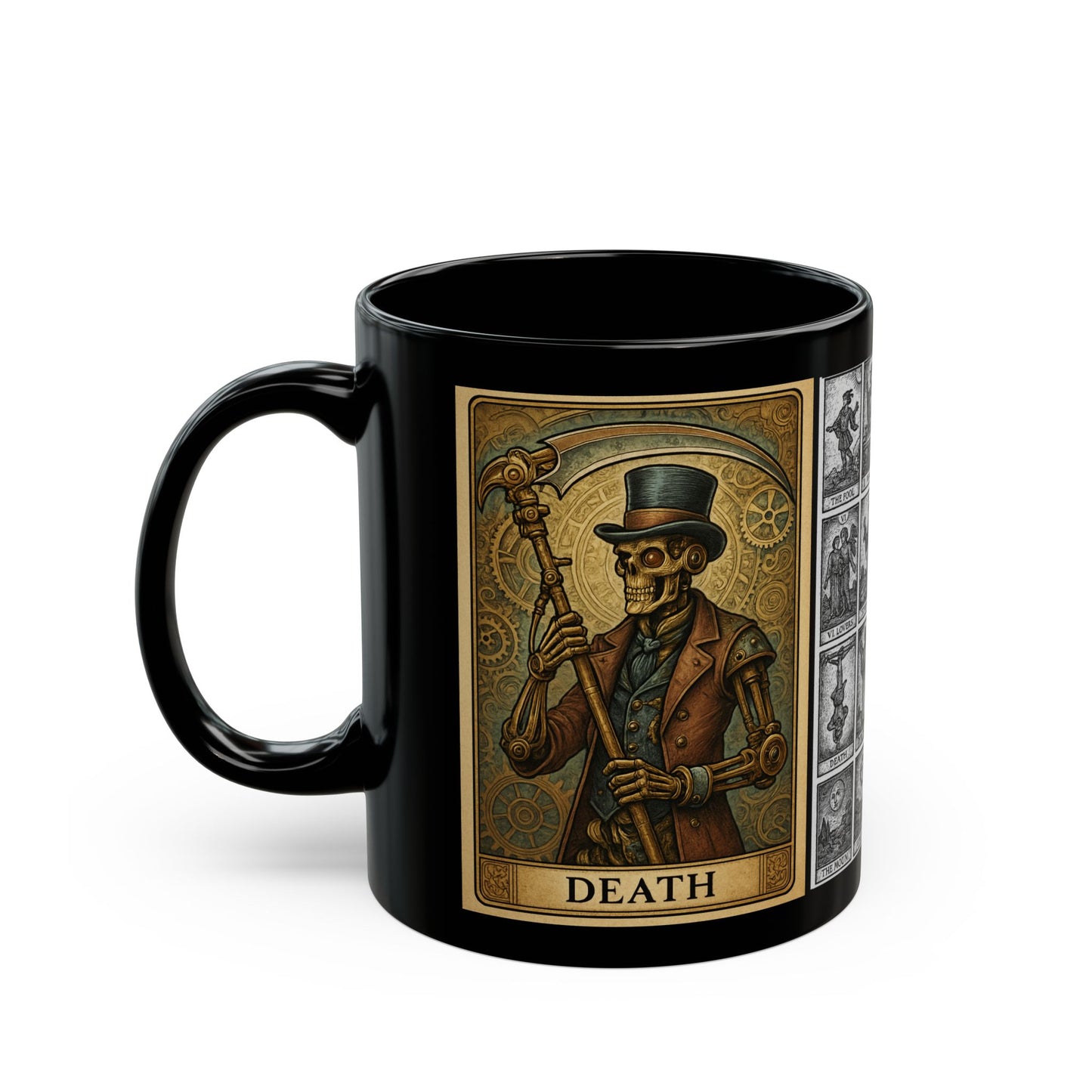 Vintage Steampunk Black Mug, Coffee Cup for Gift, Wizard Mug, Magical Drinkware, Unique Collector's Item