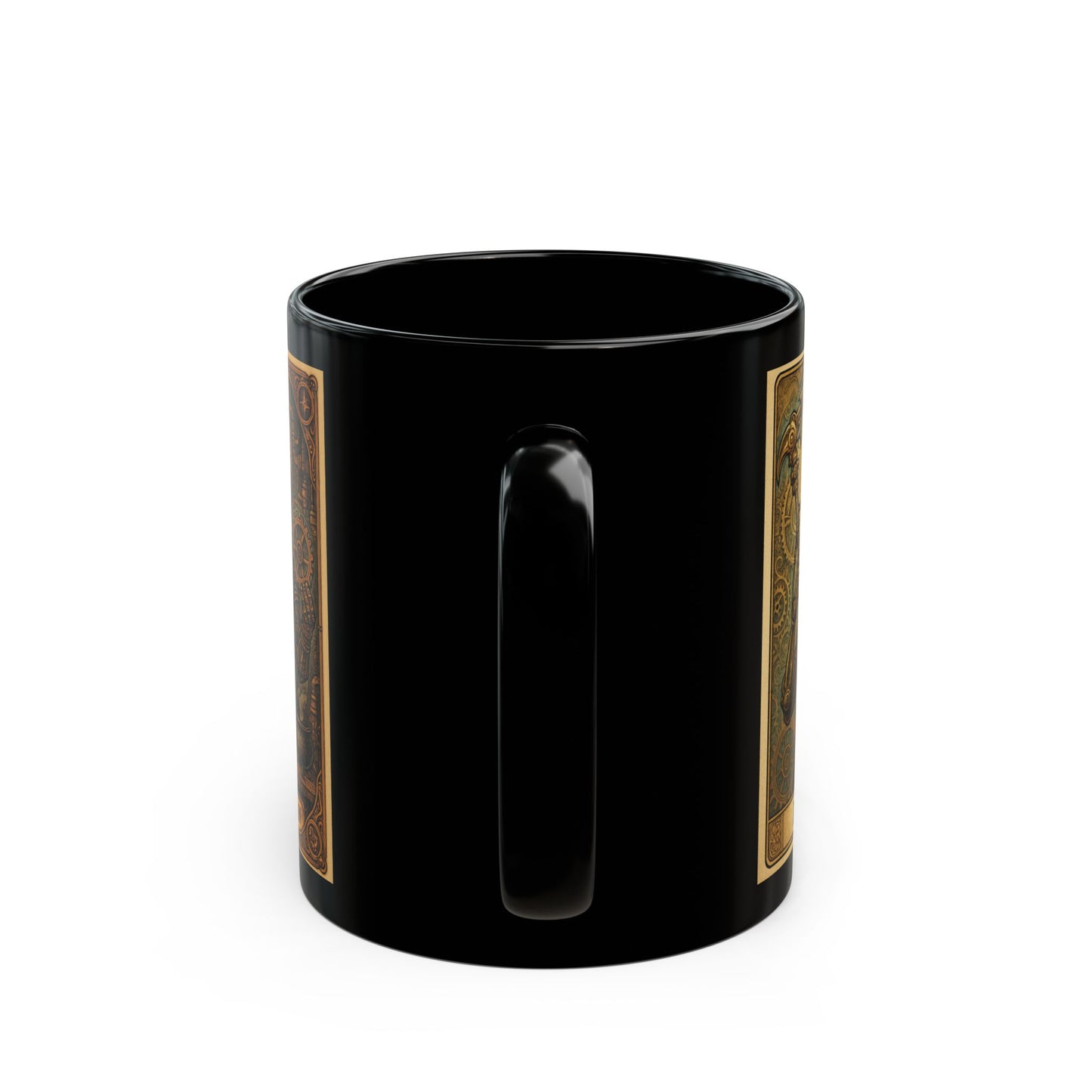 Vintage Steampunk Black Mug, Coffee Cup for Gift, Wizard Mug, Magical Drinkware, Unique Collector's Item
