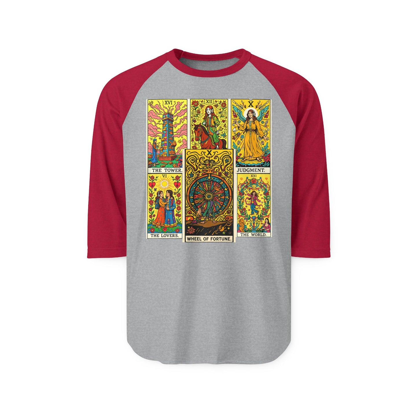 Mystical Tarot Raglan Shirt for Spiritual Seekers, Unisex Casual Wear, Perfect for Gifts, Festival Outfits, Meditation Sessions