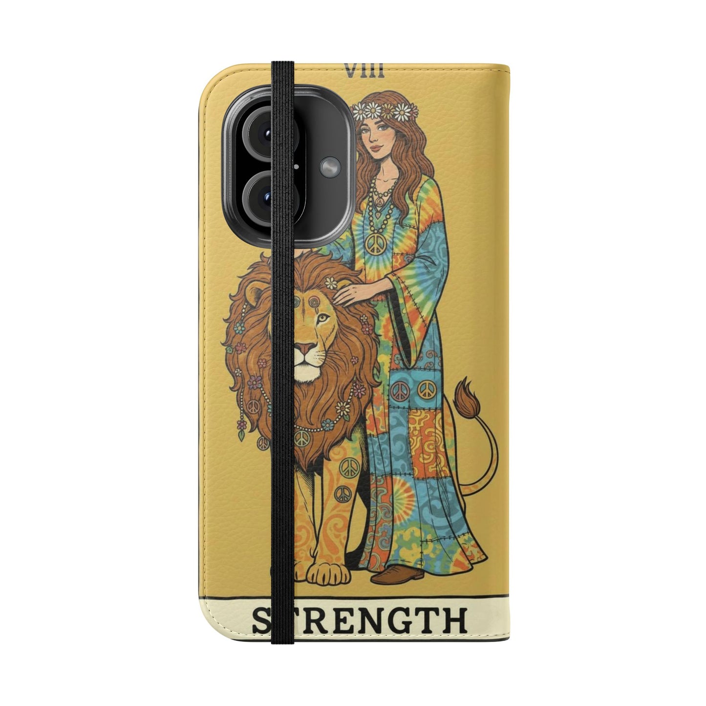 Vintage Tarot Flip Cases, Boho Phone Cover, Strength & The Magician Design, Magical Gift for Tarot Lovers, Unique Smartphone Protector