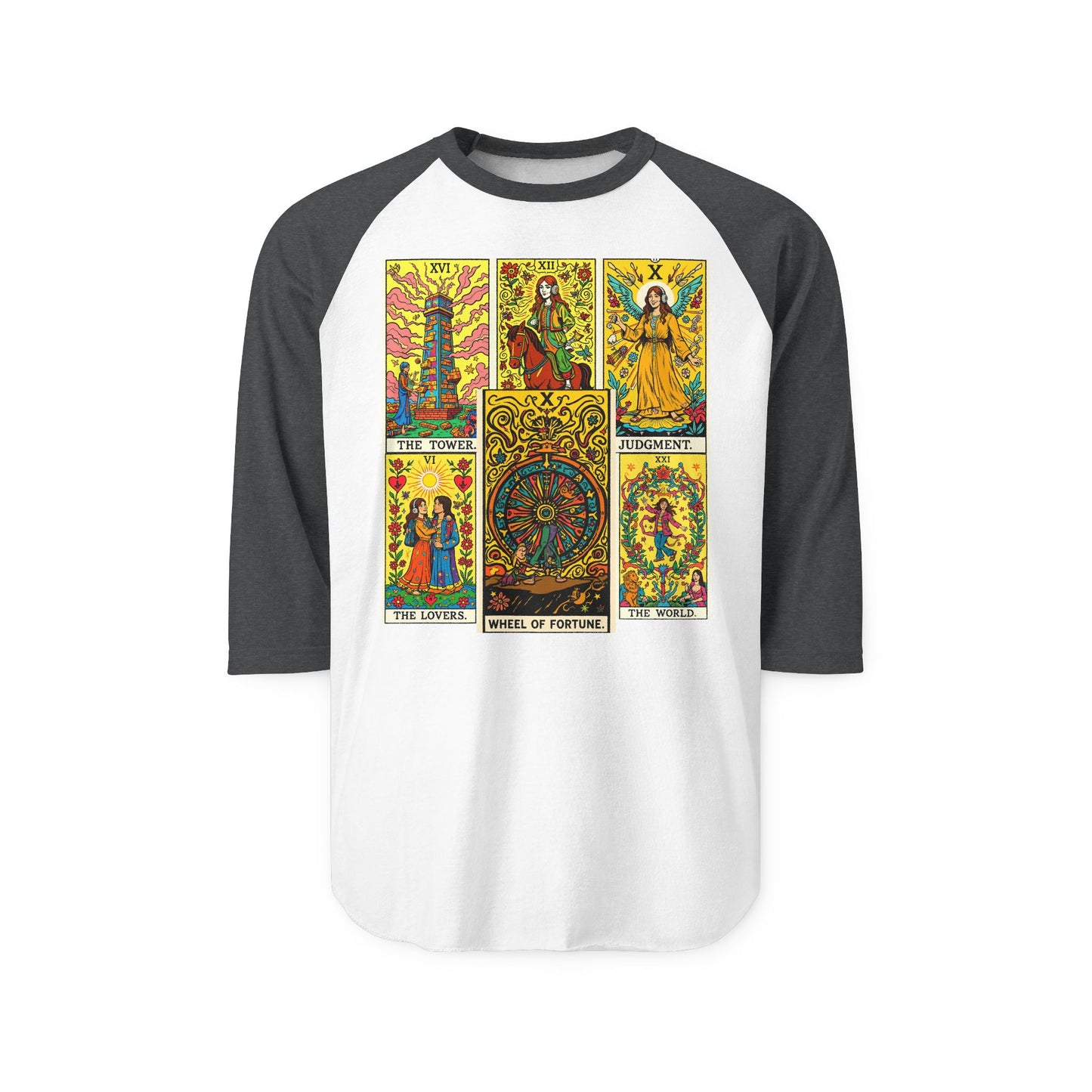 Mystical Tarot Raglan Shirt for Spiritual Seekers, Unisex Casual Wear, Perfect for Gifts, Festival Outfits, Meditation Sessions