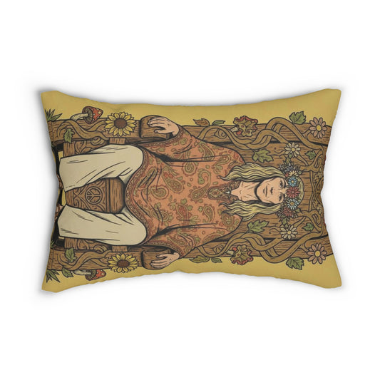 Bohemian Floral Lumbar Pillow, Home Decor Cushion, Vintage Style Pillow, Cozy Boho Pillows, Nature-Inspired Cushion, Gift for Her