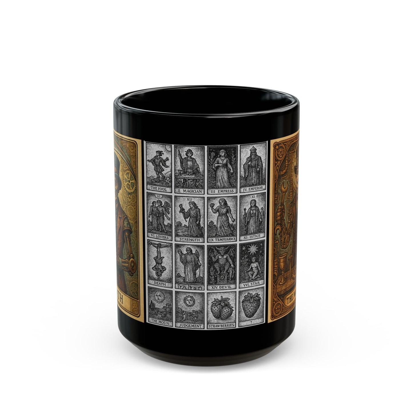 Vintage Steampunk Black Mug, Coffee Cup for Gift, Wizard Mug, Magical Drinkware, Unique Collector's Item