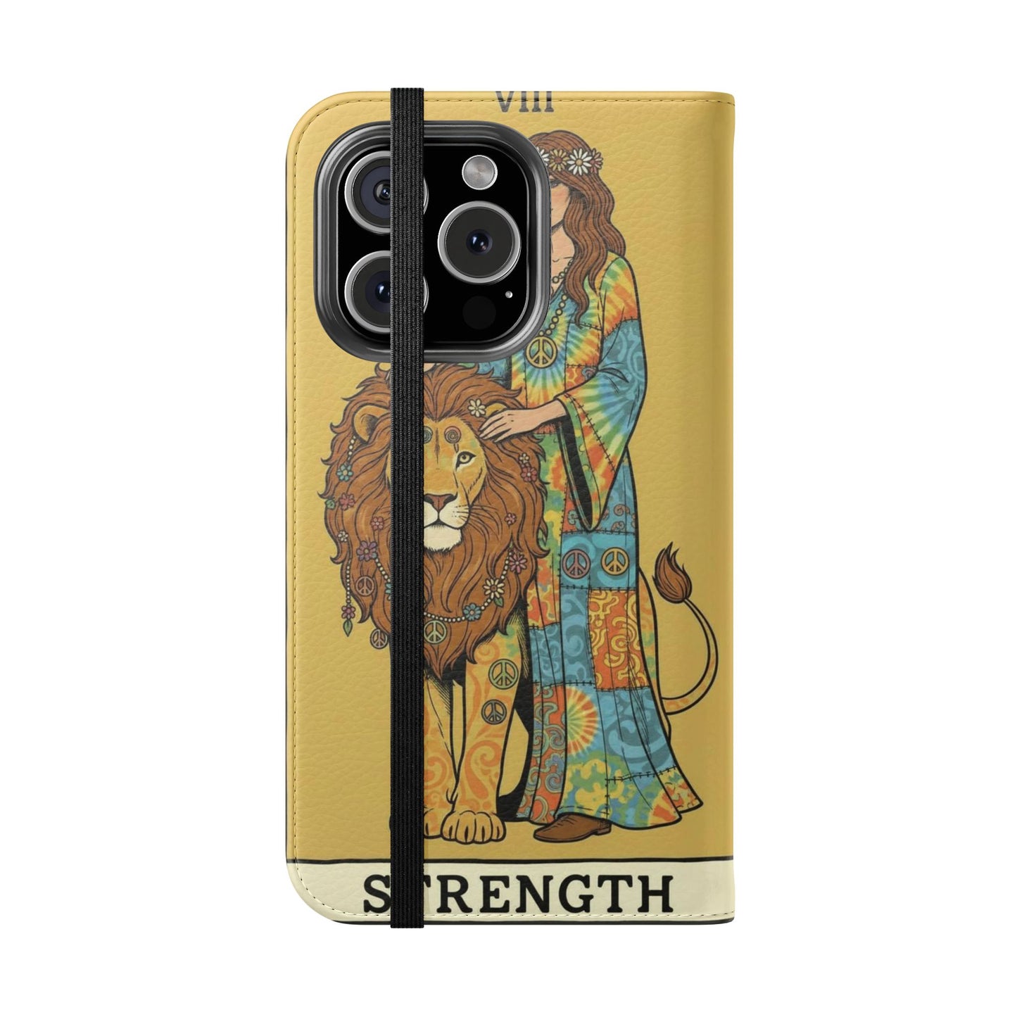 Vintage Tarot Flip Cases, Boho Phone Cover, Strength & The Magician Design, Magical Gift for Tarot Lovers, Unique Smartphone Protector