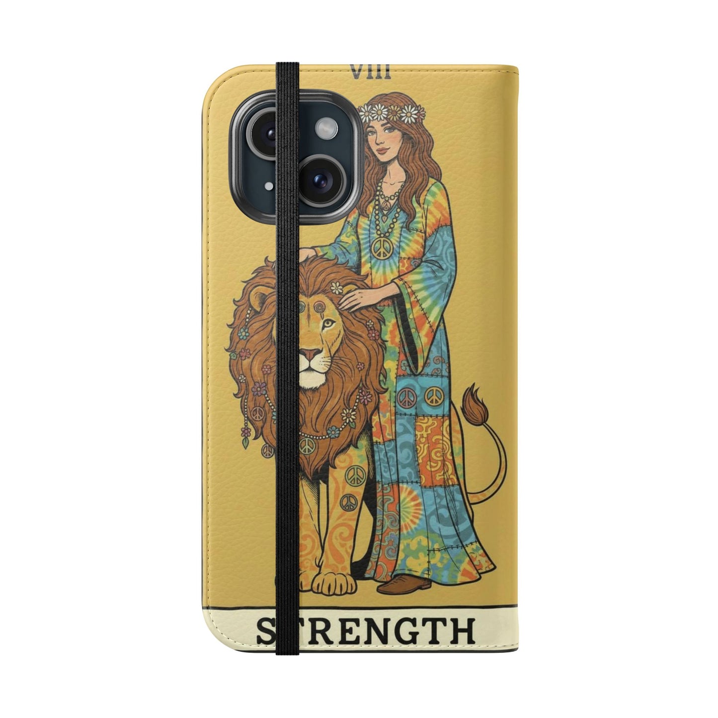 Vintage Tarot Flip Cases, Boho Phone Cover, Strength & The Magician Design, Magical Gift for Tarot Lovers, Unique Smartphone Protector
