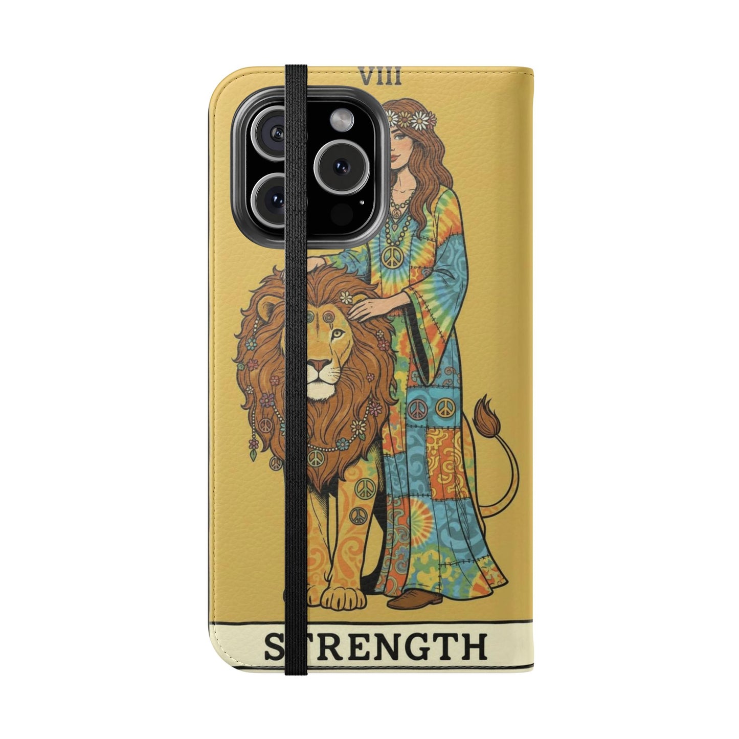 Vintage Tarot Flip Cases, Boho Phone Cover, Strength & The Magician Design, Magical Gift for Tarot Lovers, Unique Smartphone Protector