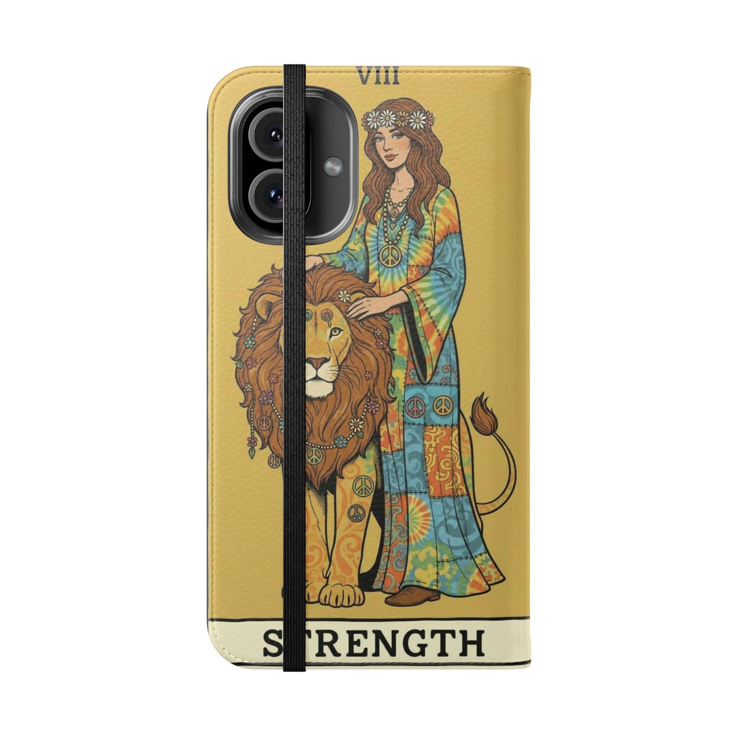 Vintage Tarot Flip Cases, Boho Phone Cover, Strength & The Magician Design, Magical Gift for Tarot Lovers, Unique Smartphone Protector