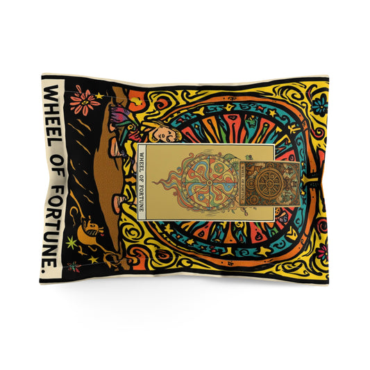 Wheel of Fortune Microfiber Pillow Sham, Bohemian Decor, Tarot-Inspired Gift, Bedroom Accent, Astrology Homeware, Spiritual Sleep