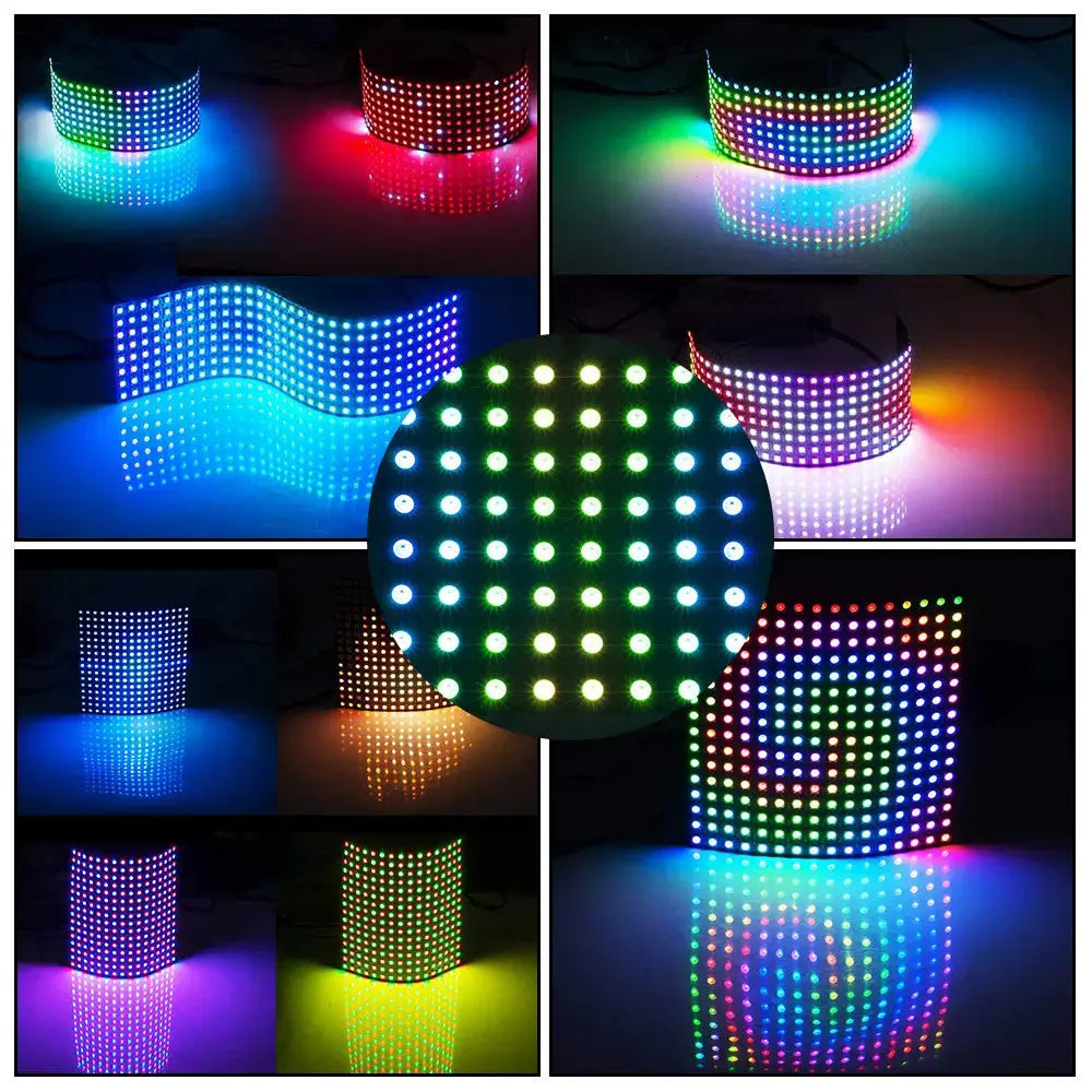 WS2812B RGB Flexible Pixel Led Module Panel 8x8/16x16/8x32 Matrix Screen WS2811 WS2812 IC Individually Addressable DC5V.