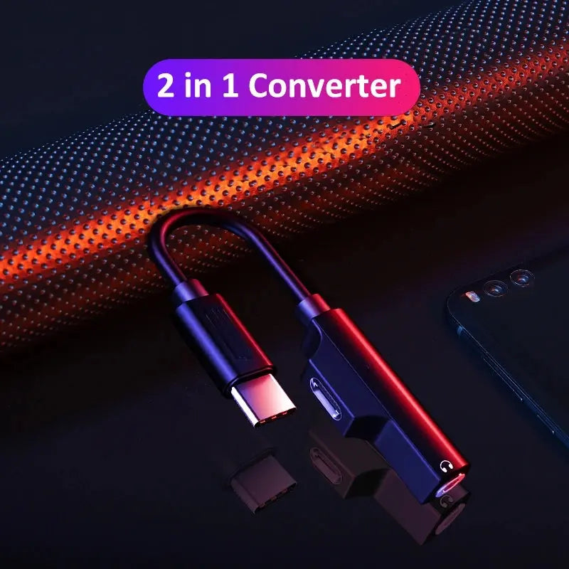 Mobile Phone USB Type C To 3.5mm Jack Audio Adapter 2 In 1 Earphone Aux Cable Coverter for Xiaomi 10 9 8 Redmi Huawei Oneplus Tarot Yeah