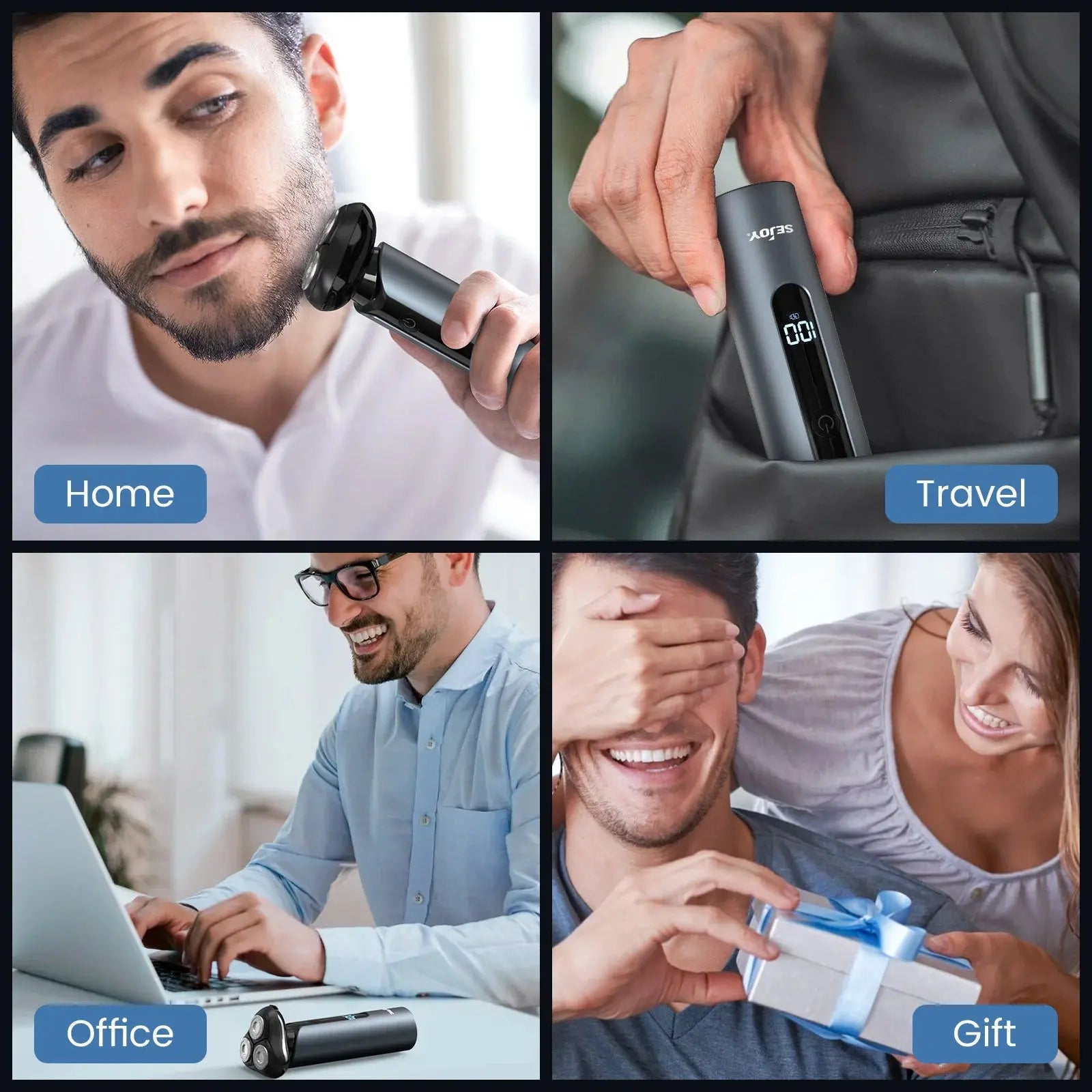 SEJOY Portable Clean Razor Men USB Electric shaver Powerful Beard Electric Razor Rechargeable Waterproof shaving Machine.